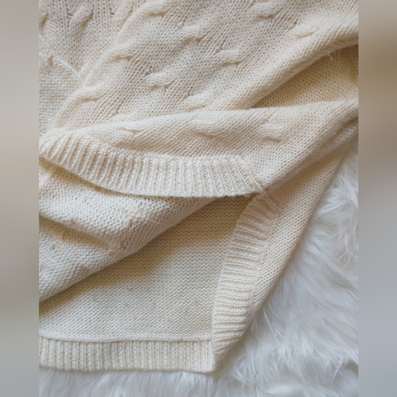 EUC Madewell Wallace cream ribbed crewneck acrylic/wool/mohair cable knit - Picture 6 of 14